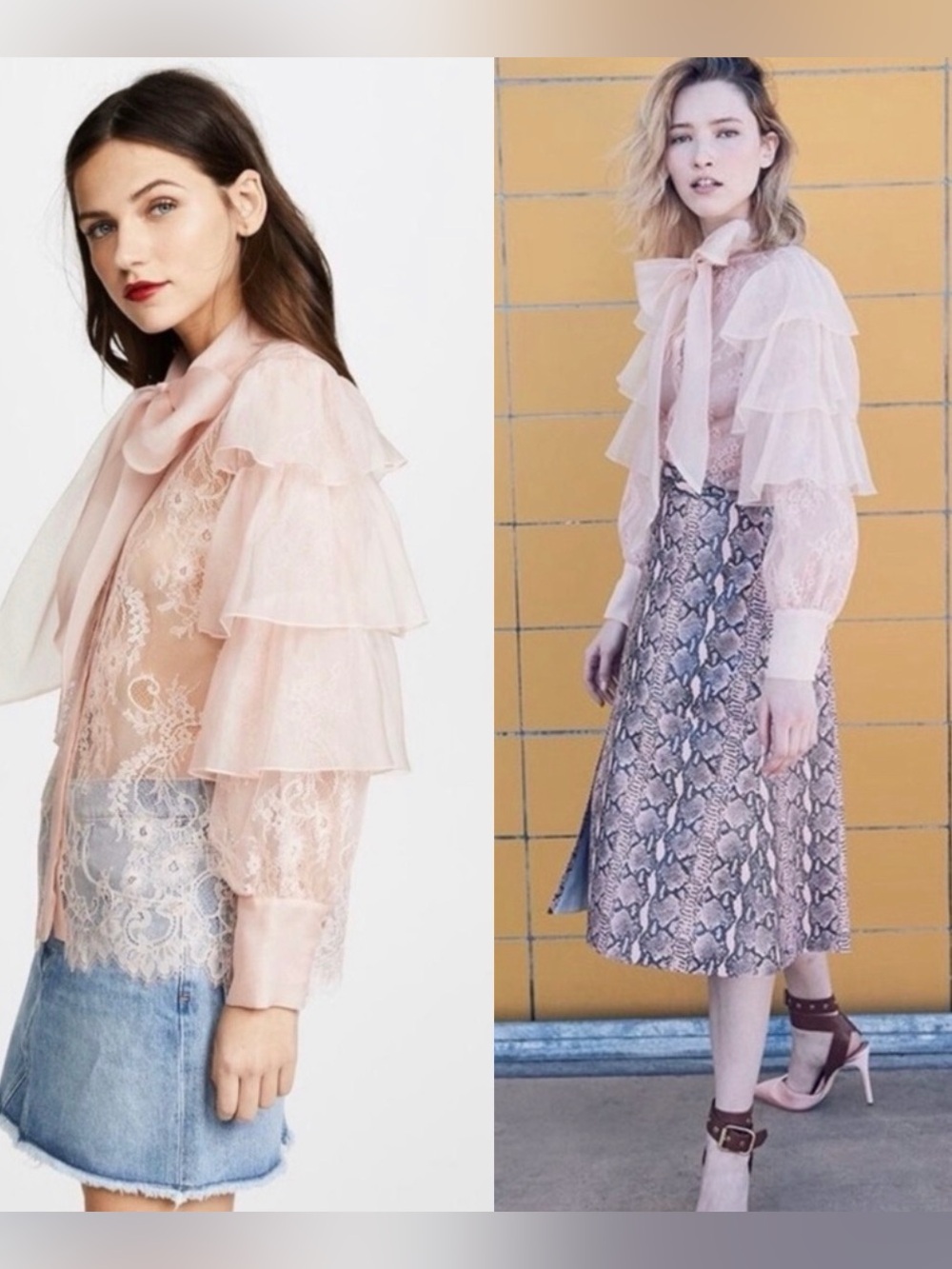 Alice + Olivia Talulah Ruffled Tier Lace Blouse Size XS NWT